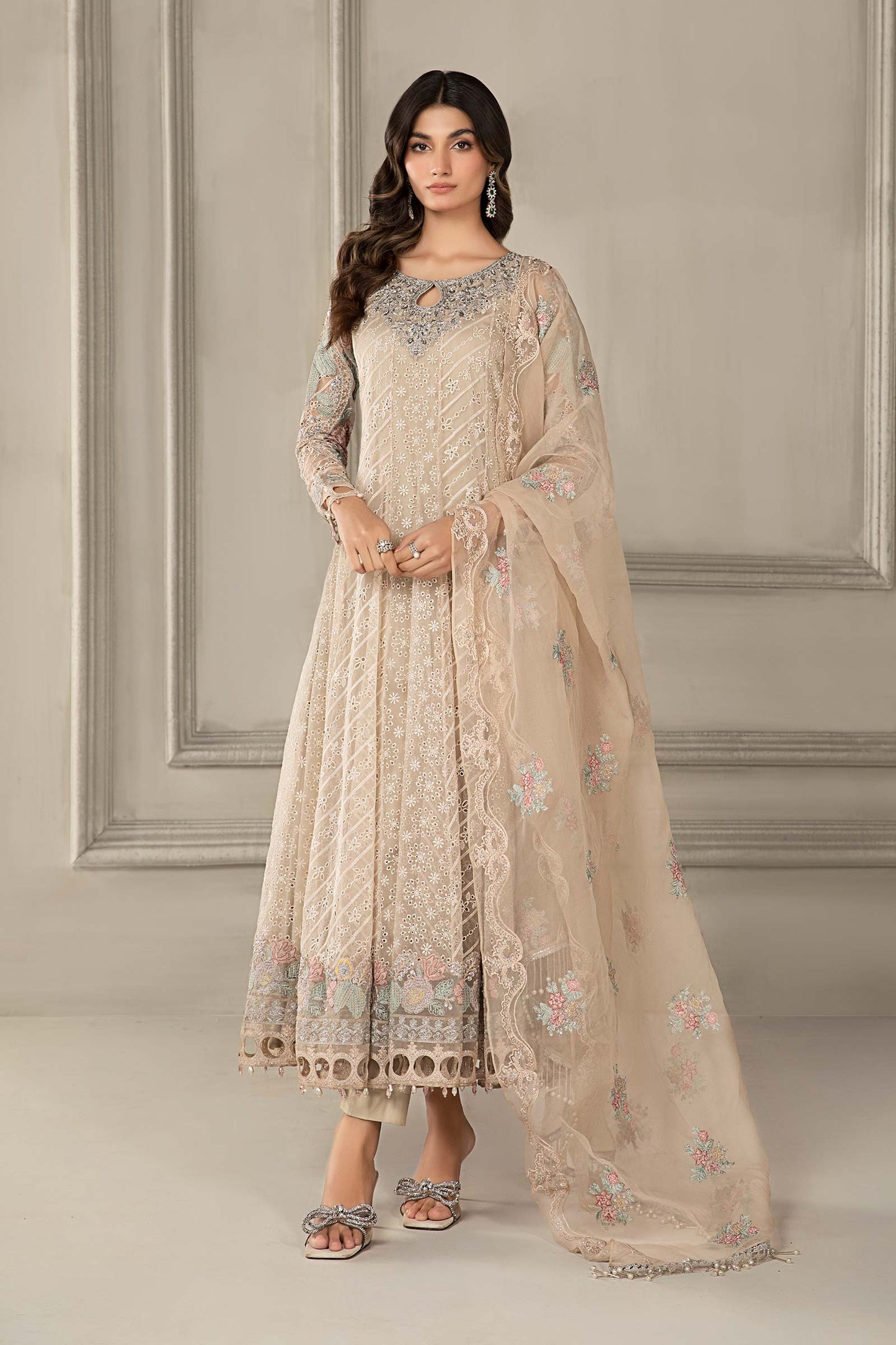 3 PIECE EMBROIDERED ORGANZA SUIT | SF-EF24-03