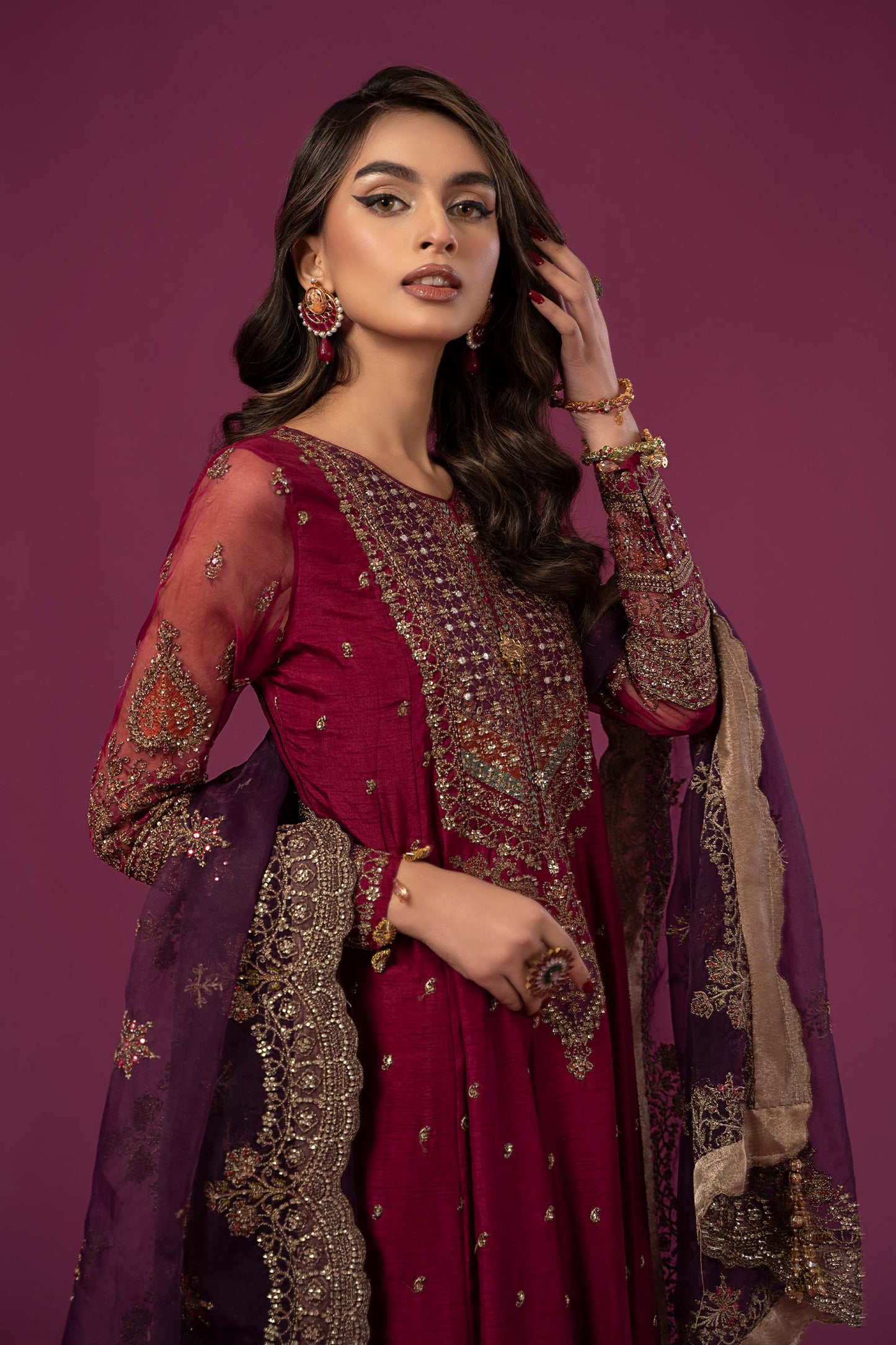 3 PIECE EMBROIDERED RAW SILK SUIT | SF-EF24-06