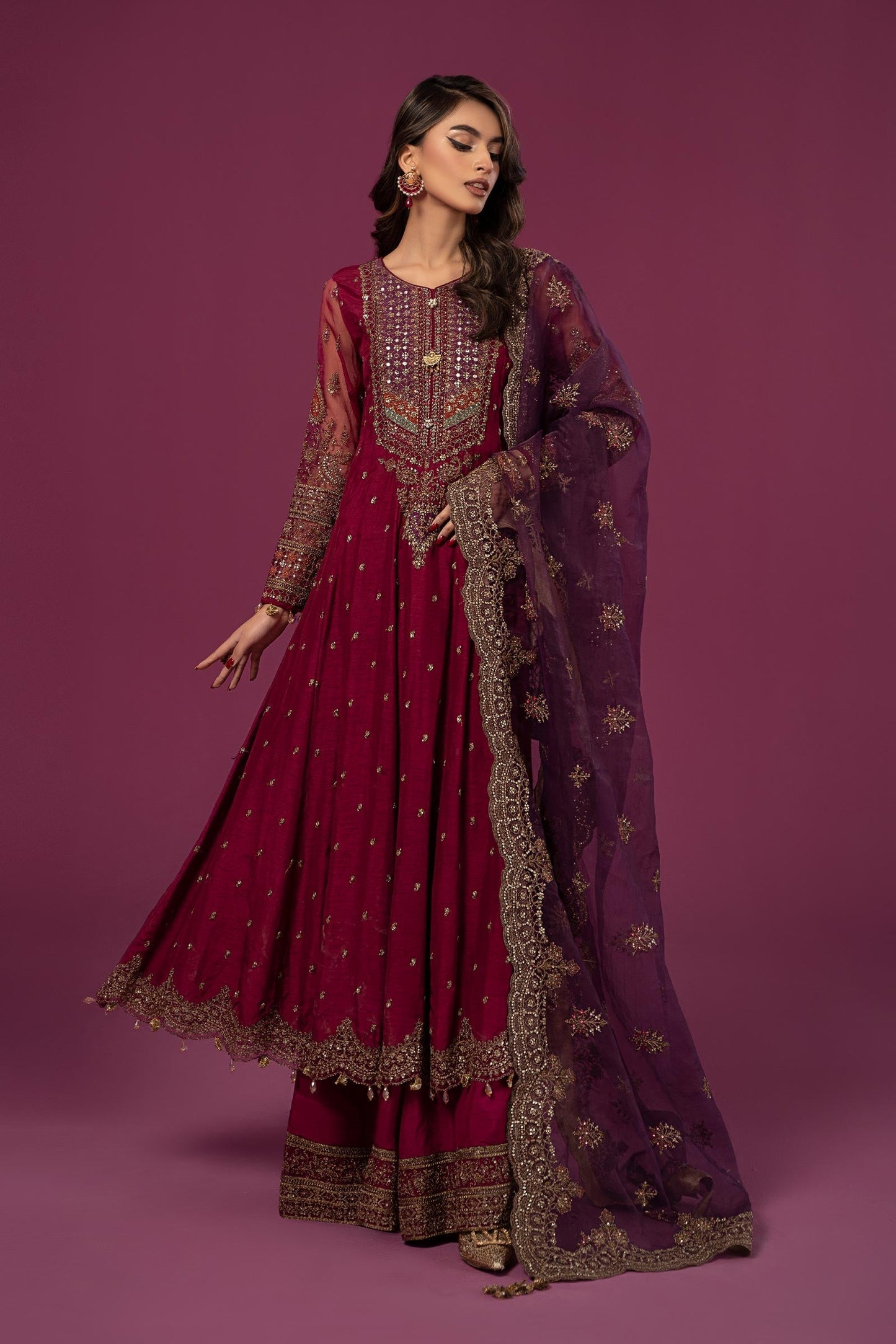 3 PIECE EMBROIDERED RAW SILK SUIT | SF-EF24-06