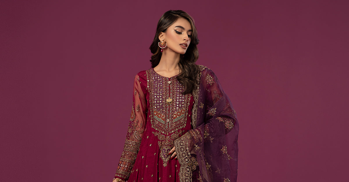 3 PIECE EMBROIDERED RAW SILK SUIT | SF-EF24-06