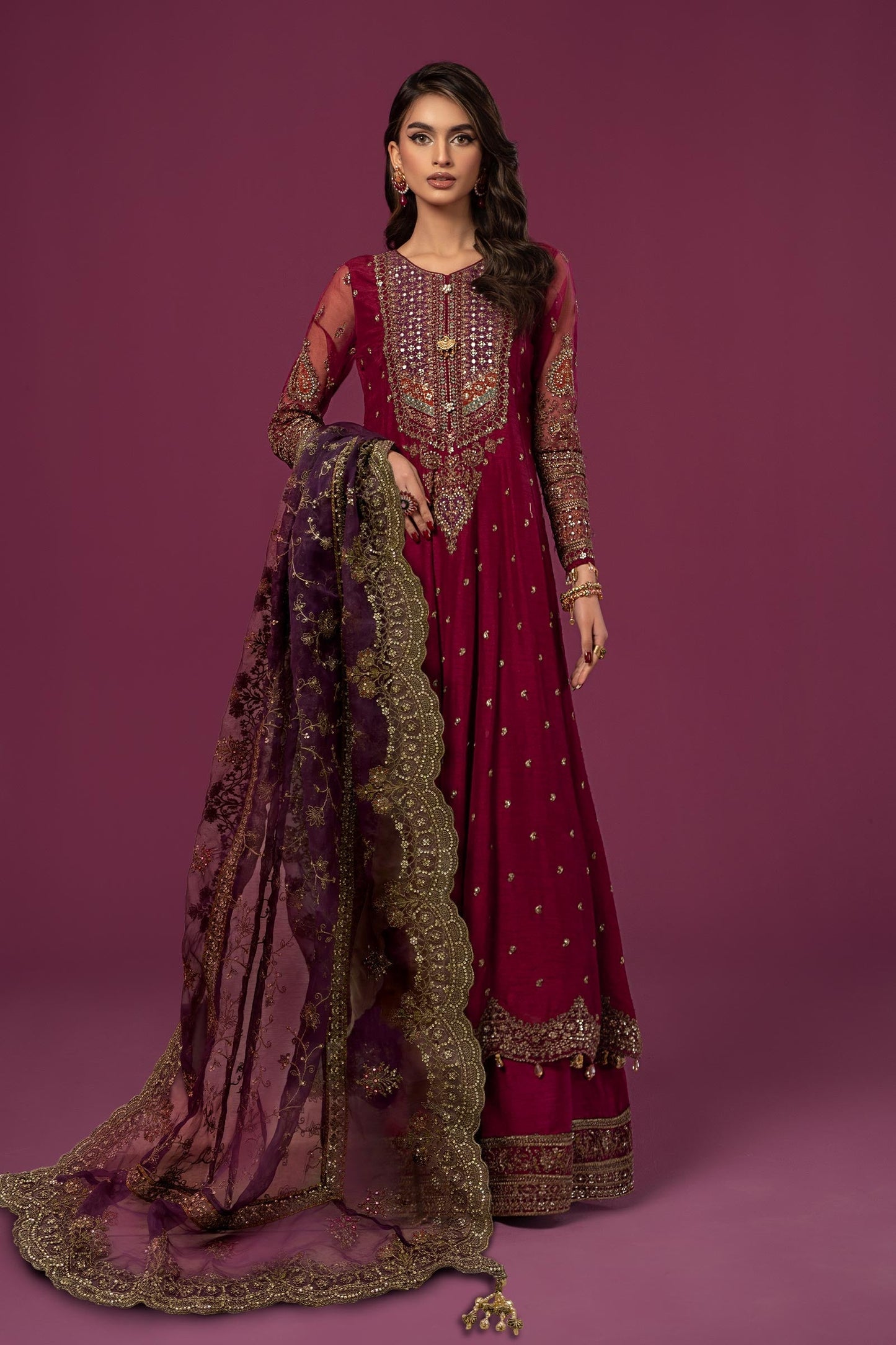 3 PIECE EMBROIDERED RAW SILK SUIT | SF-EF24-06