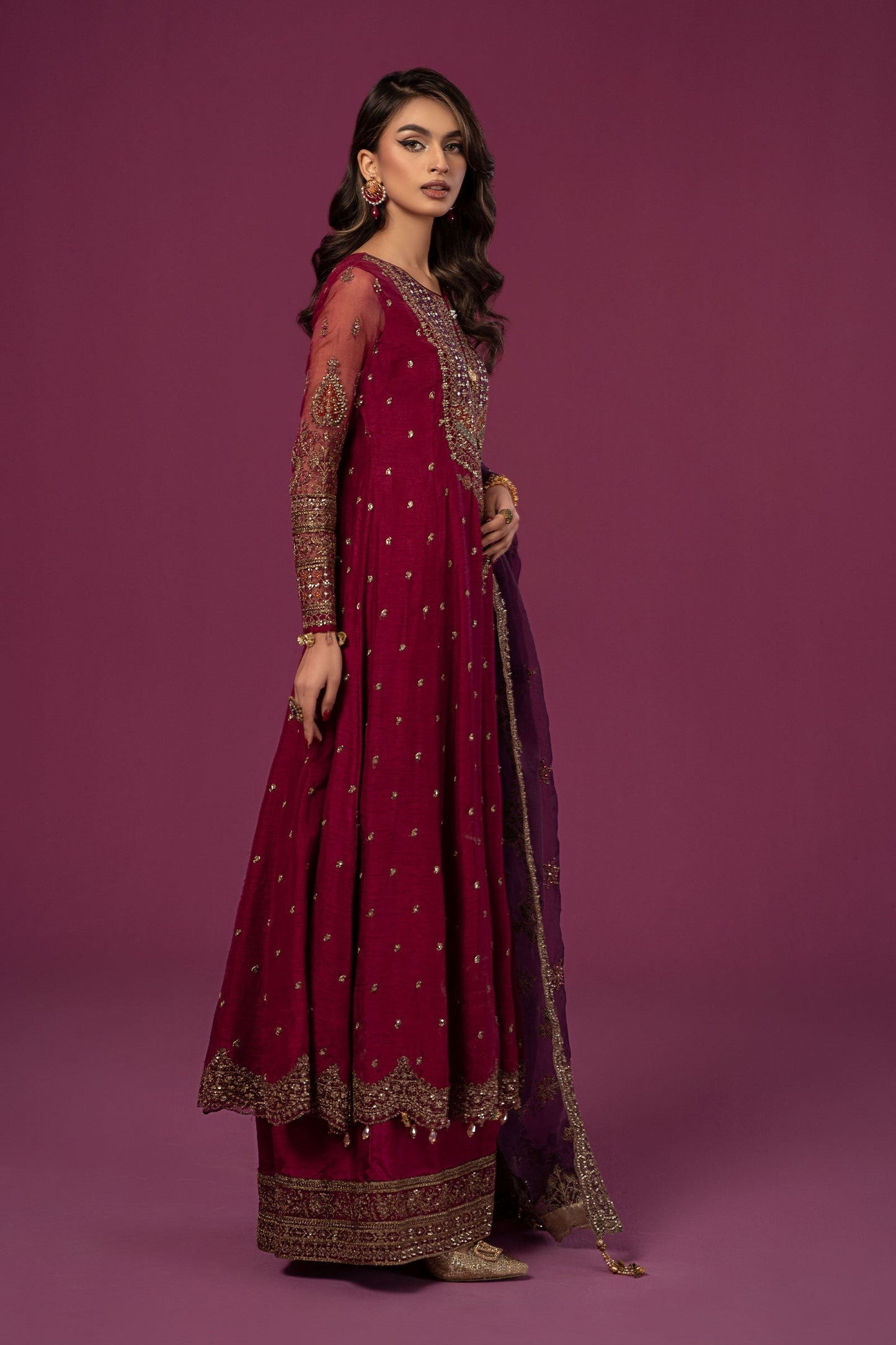 3 PIECE EMBROIDERED RAW SILK SUIT | SF-EF24-06