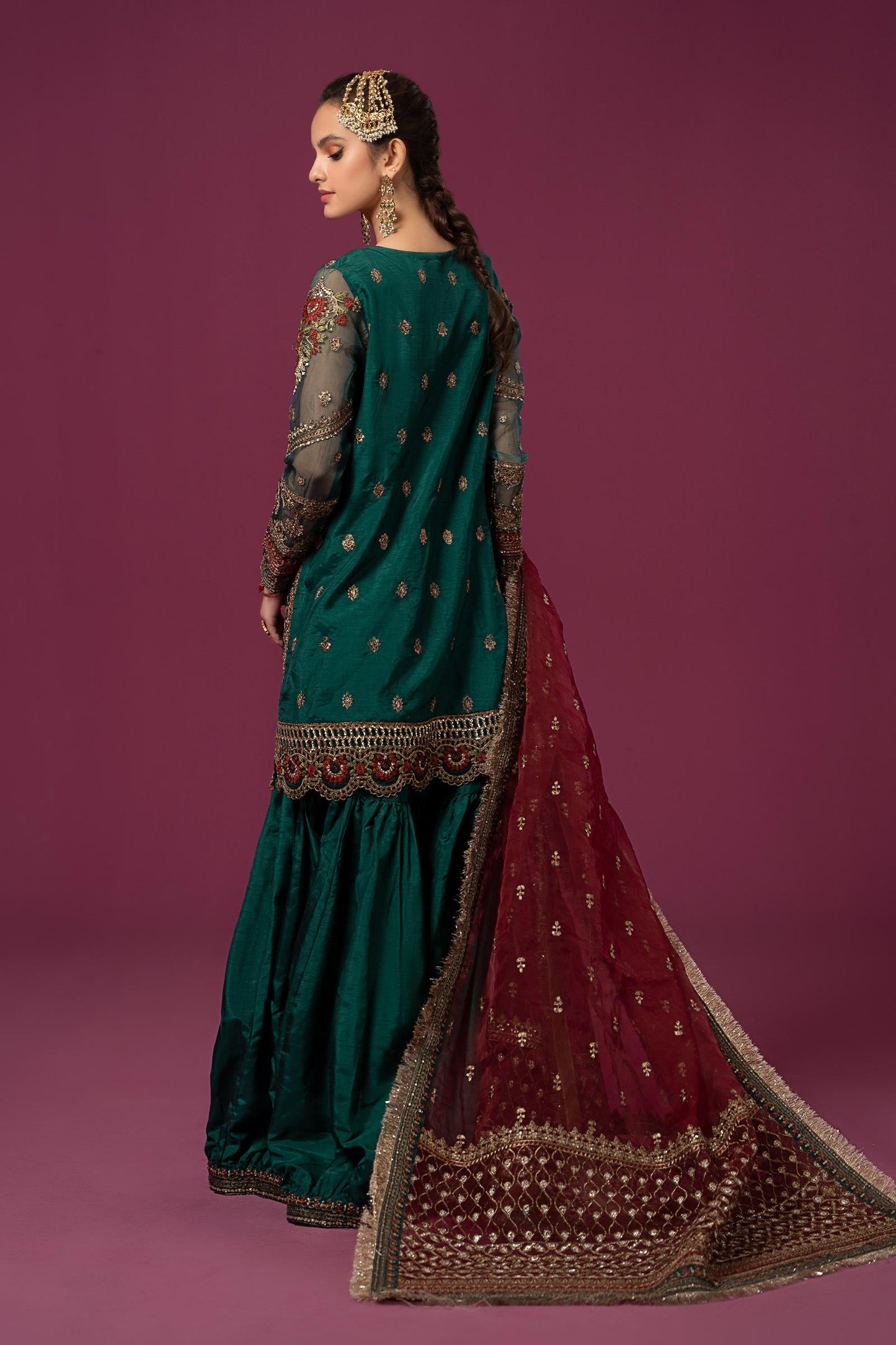 3 PIECE EMBROIDERED RAW SILK SUIT | SF-EF24-15