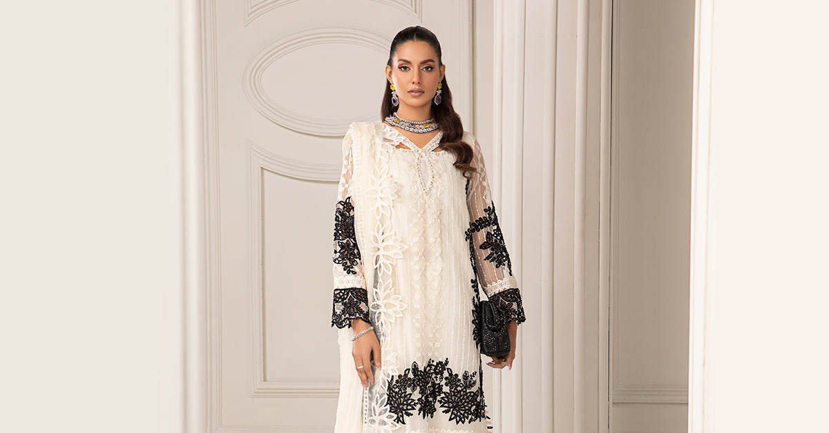 3 PIECE EMBROIDERED ORGANZA SUIT | SF-EF24-17