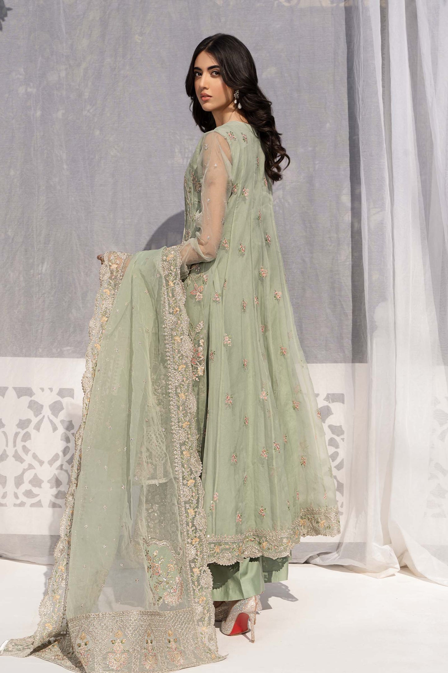 3 PIECE EMBROIDERED ORGANZA SUIT | SF-EF24-19