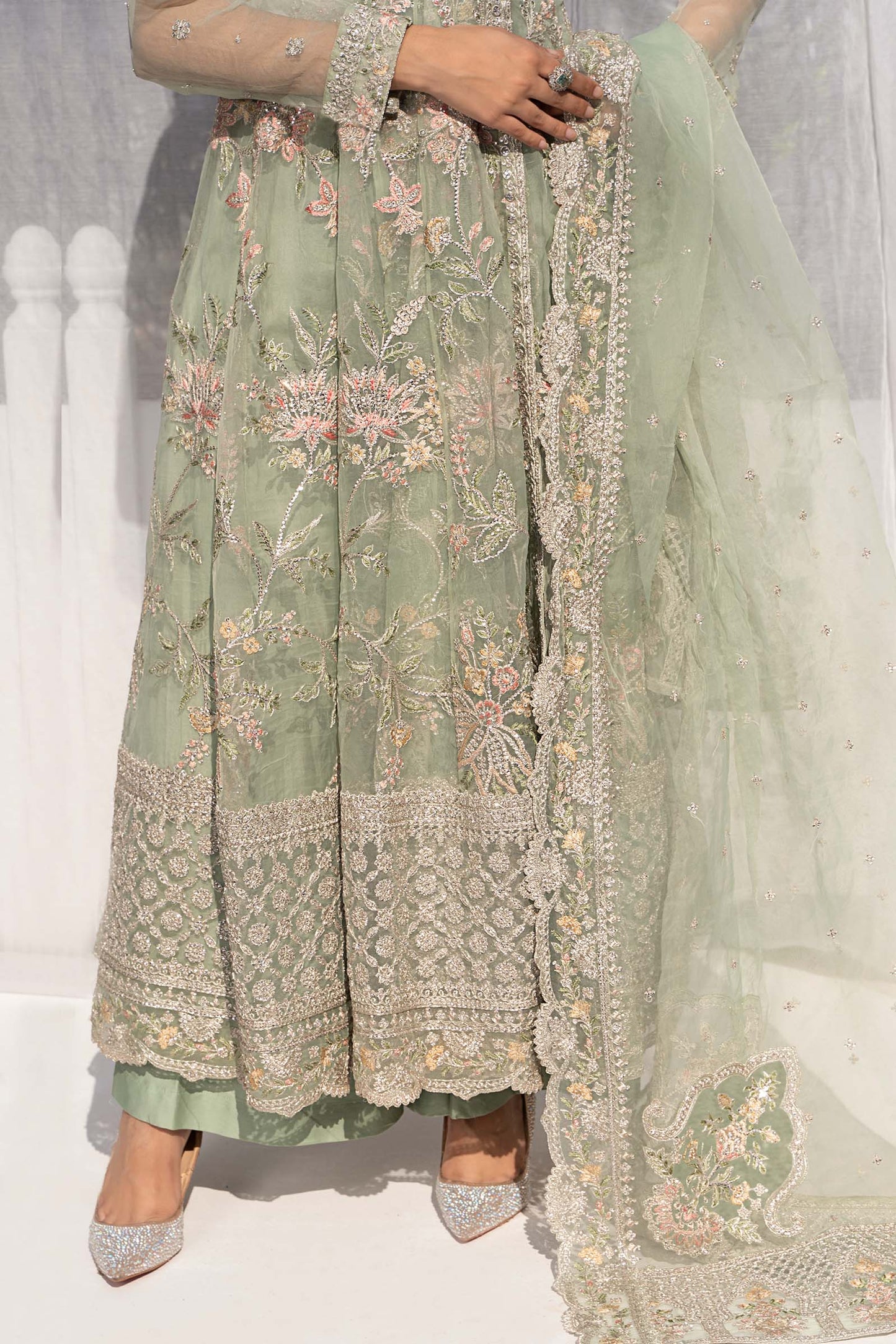 3 PIECE EMBROIDERED ORGANZA SUIT | SF-EF24-19