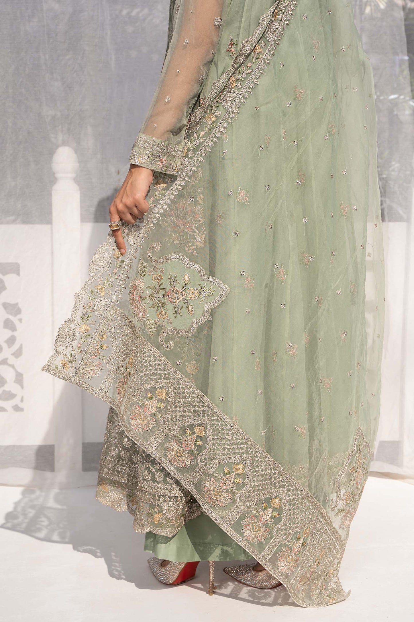 3 PIECE EMBROIDERED ORGANZA SUIT | SF-EF24-19