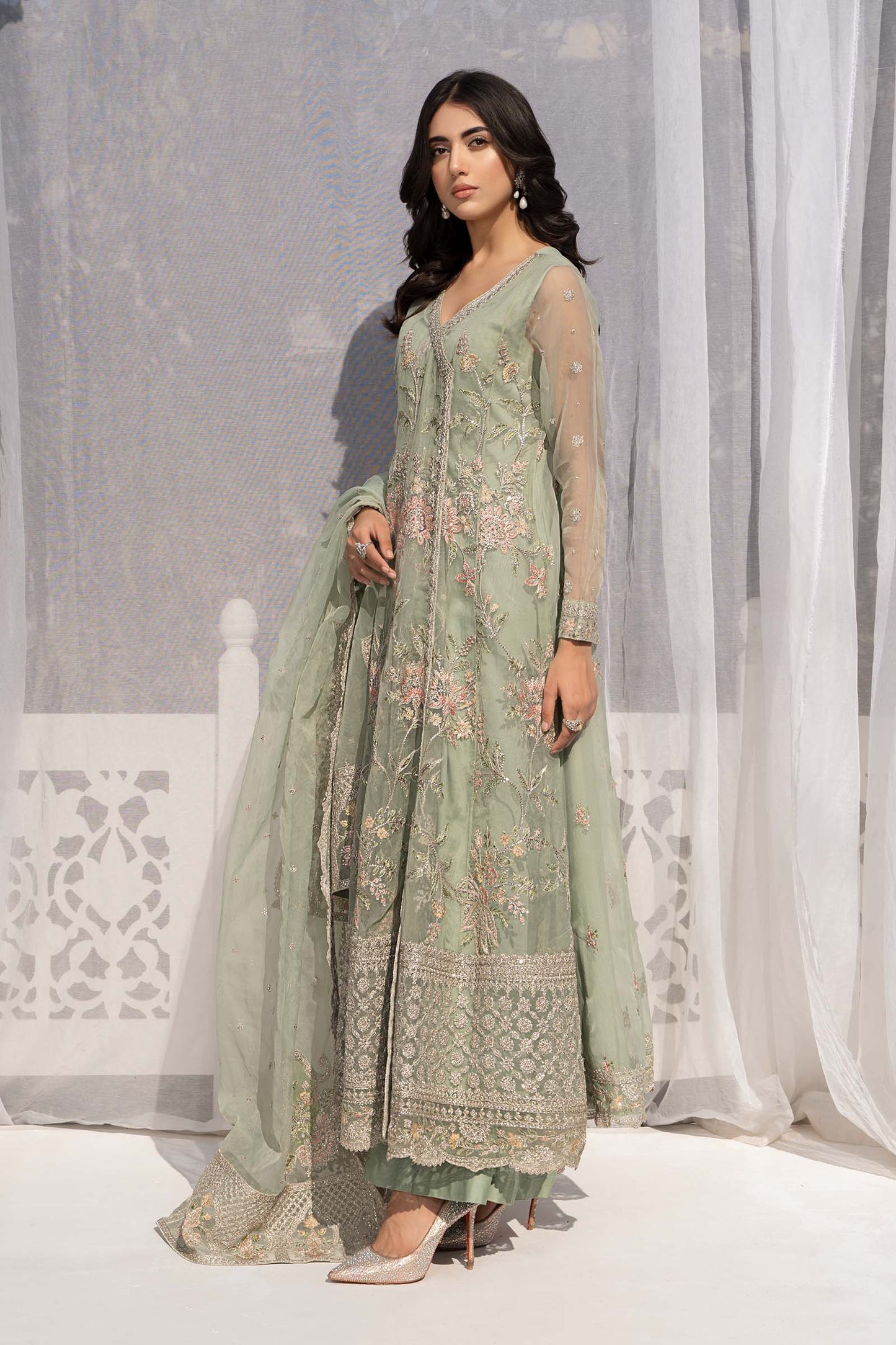 3 PIECE EMBROIDERED ORGANZA SUIT | SF-EF24-19