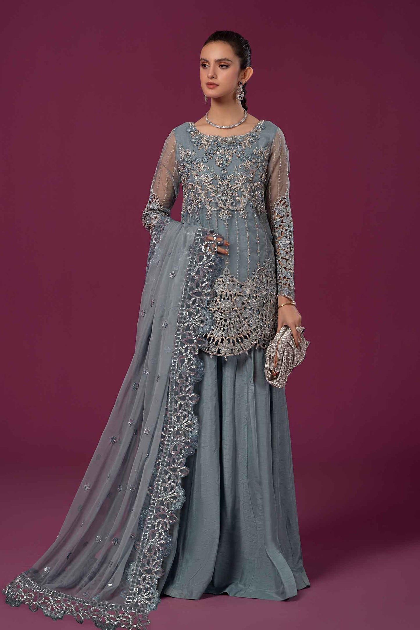 3 PIECE EMBROIDERED ORGANZA SUIT | SF-EF24-22