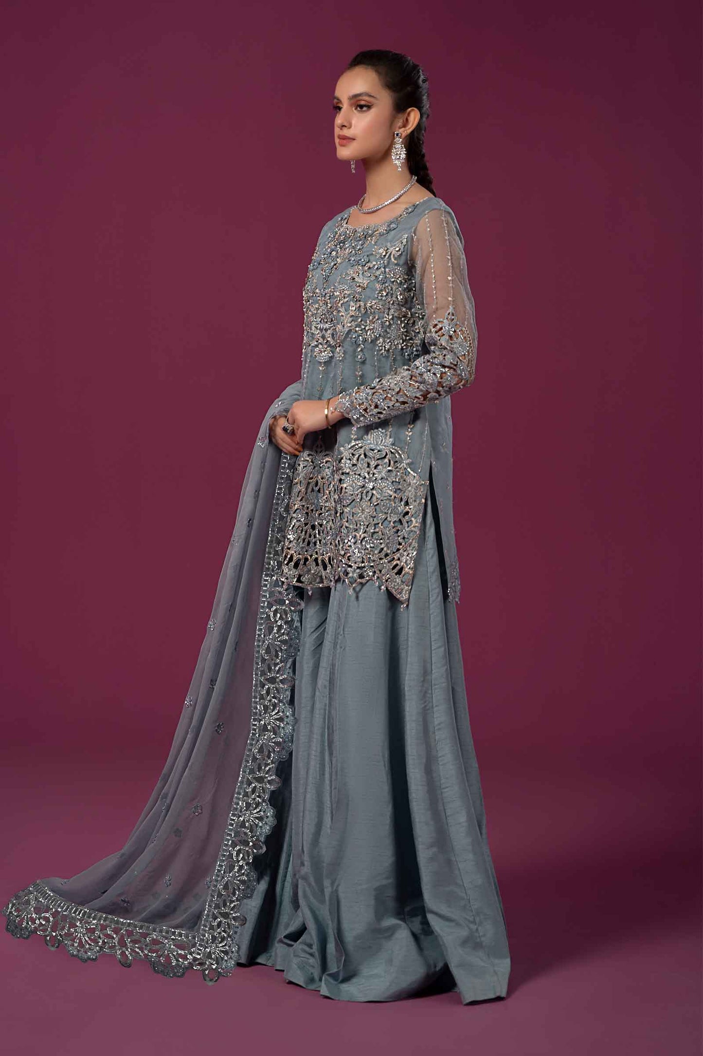 3 PIECE EMBROIDERED ORGANZA SUIT | SF-EF24-22