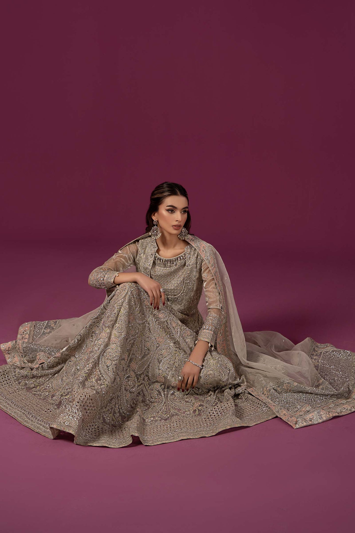 3 PIECE EMBROIDERED NET SUIT | SF-EF24-25