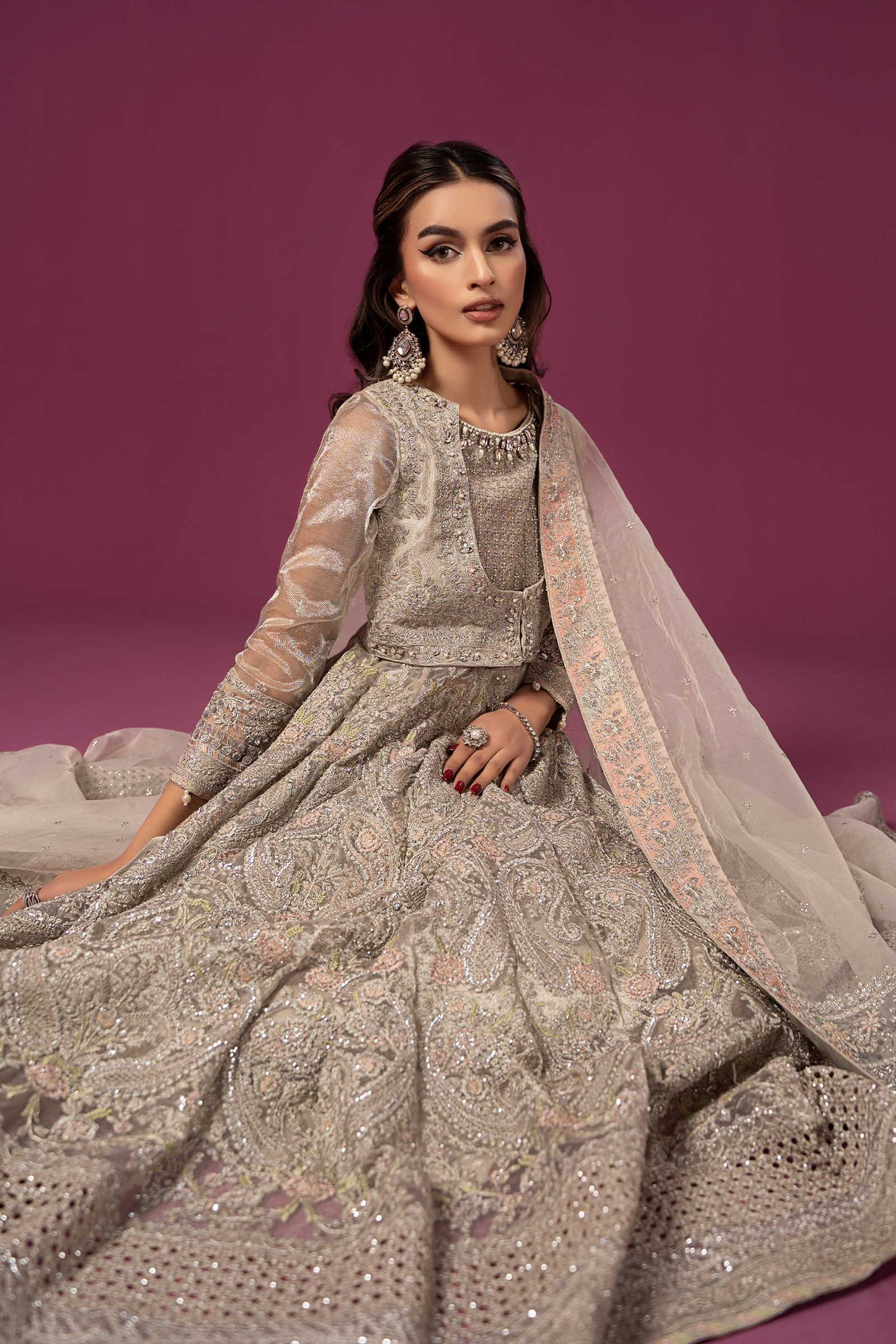 3 PIECE EMBROIDERED NET SUIT | SF-EF24-25