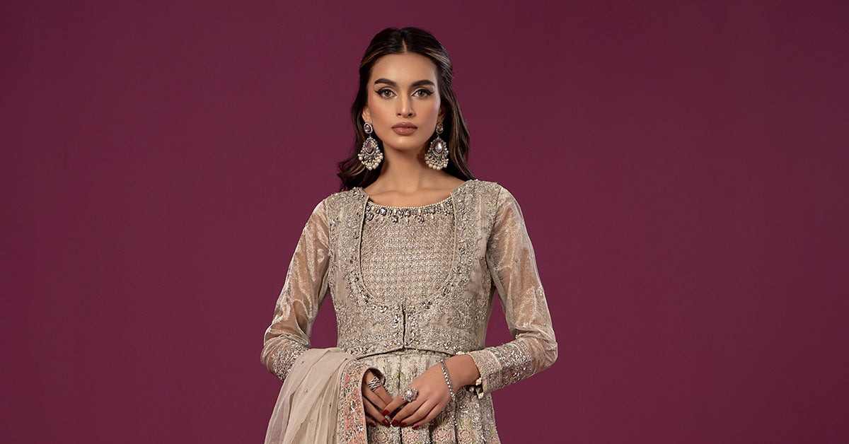 3 PIECE EMBROIDERED NET SUIT | SF-EF24-25