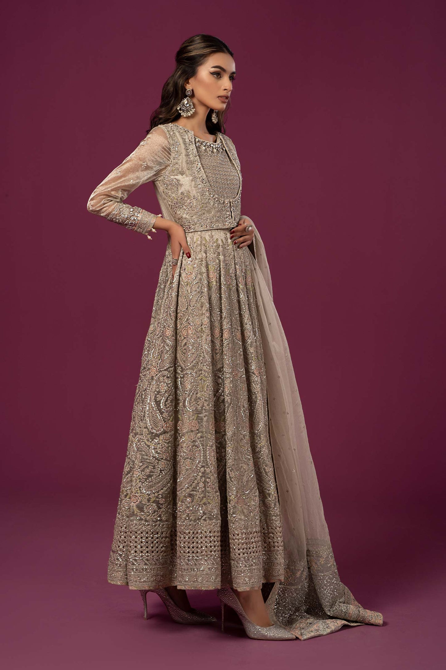 3 PIECE EMBROIDERED NET SUIT | SF-EF24-25