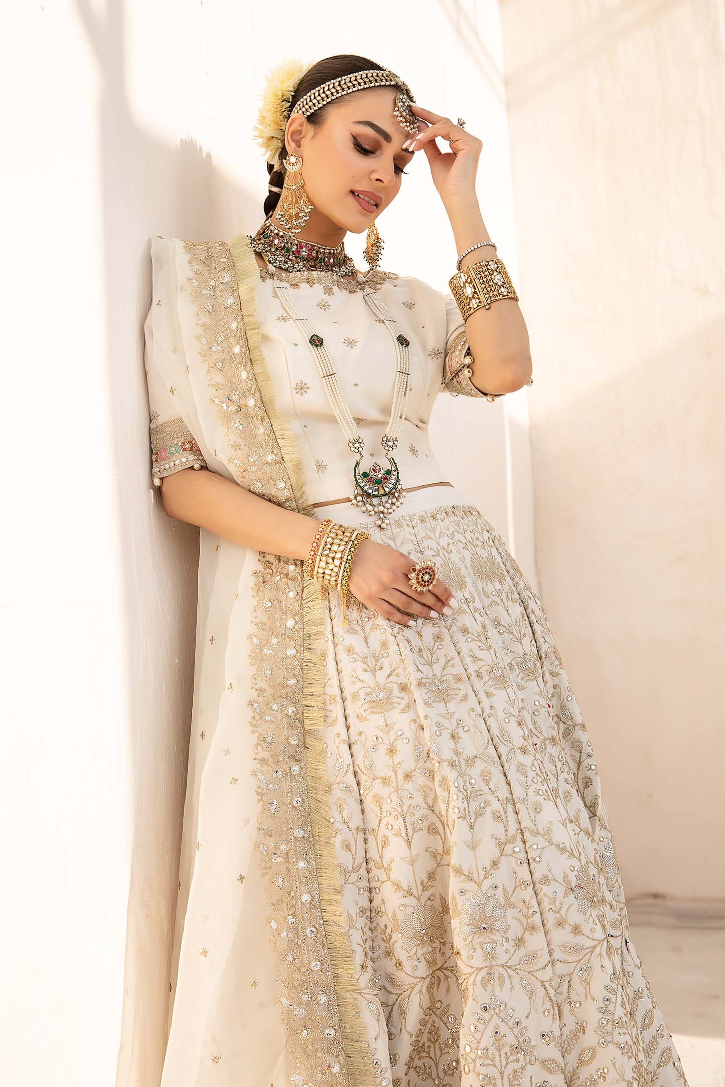 3 PIECE EMBROIDERED RAW SILK SUIT | SF-EF24-26