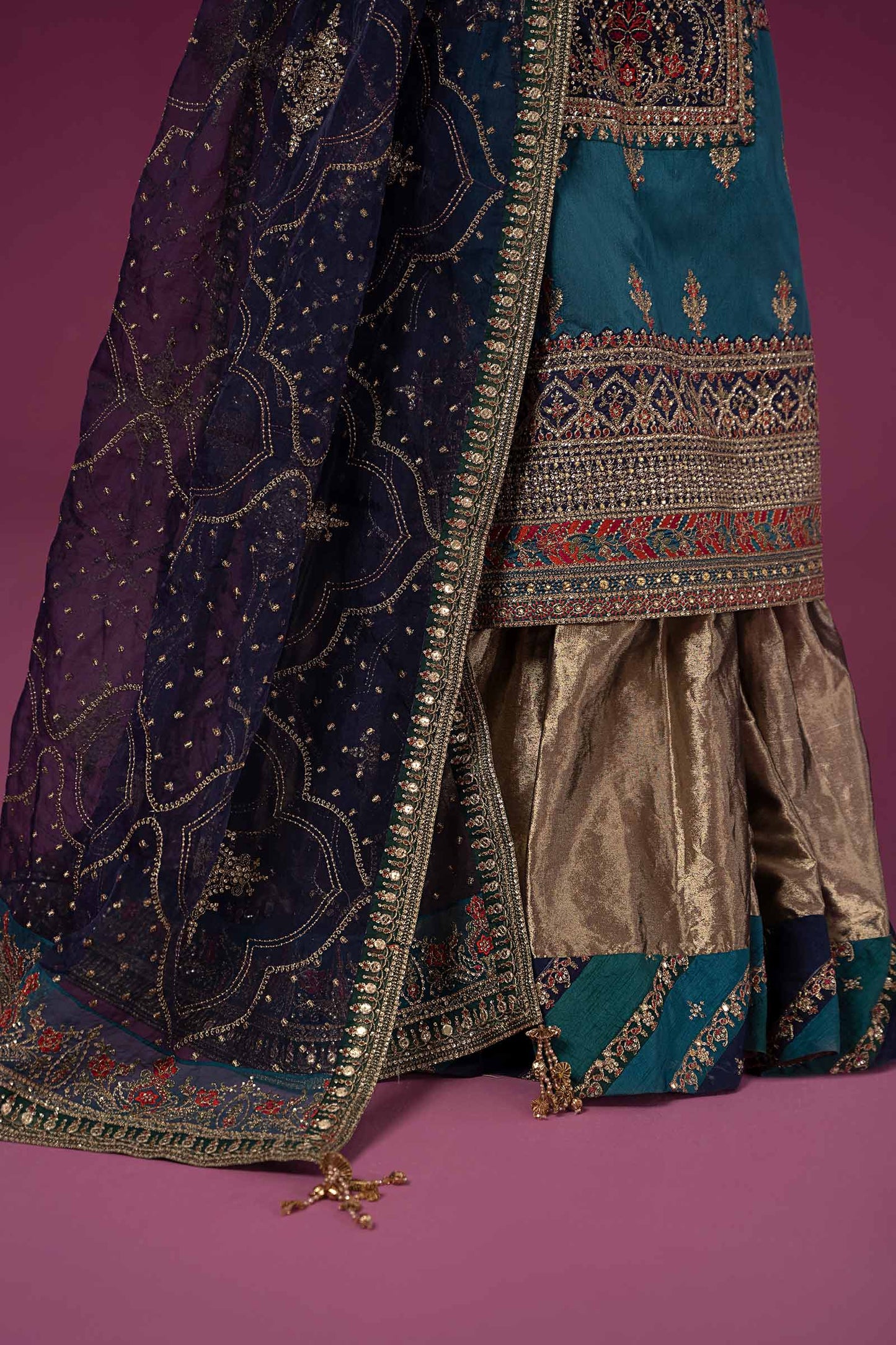 3 PIECE EMBROIDERED RAW SILK SUIT | SF-EF24-27