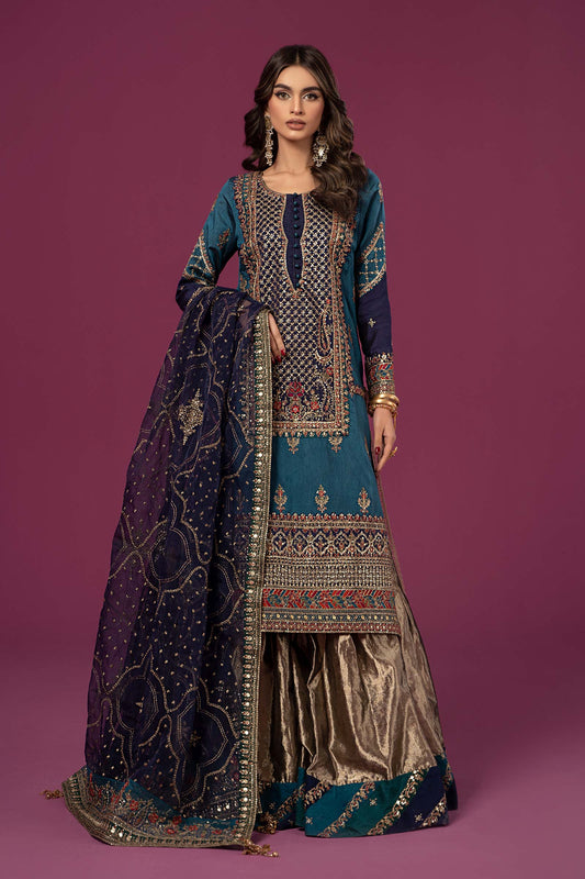 3 PIECE EMBROIDERED RAW SILK SUIT | SF-EF24-27