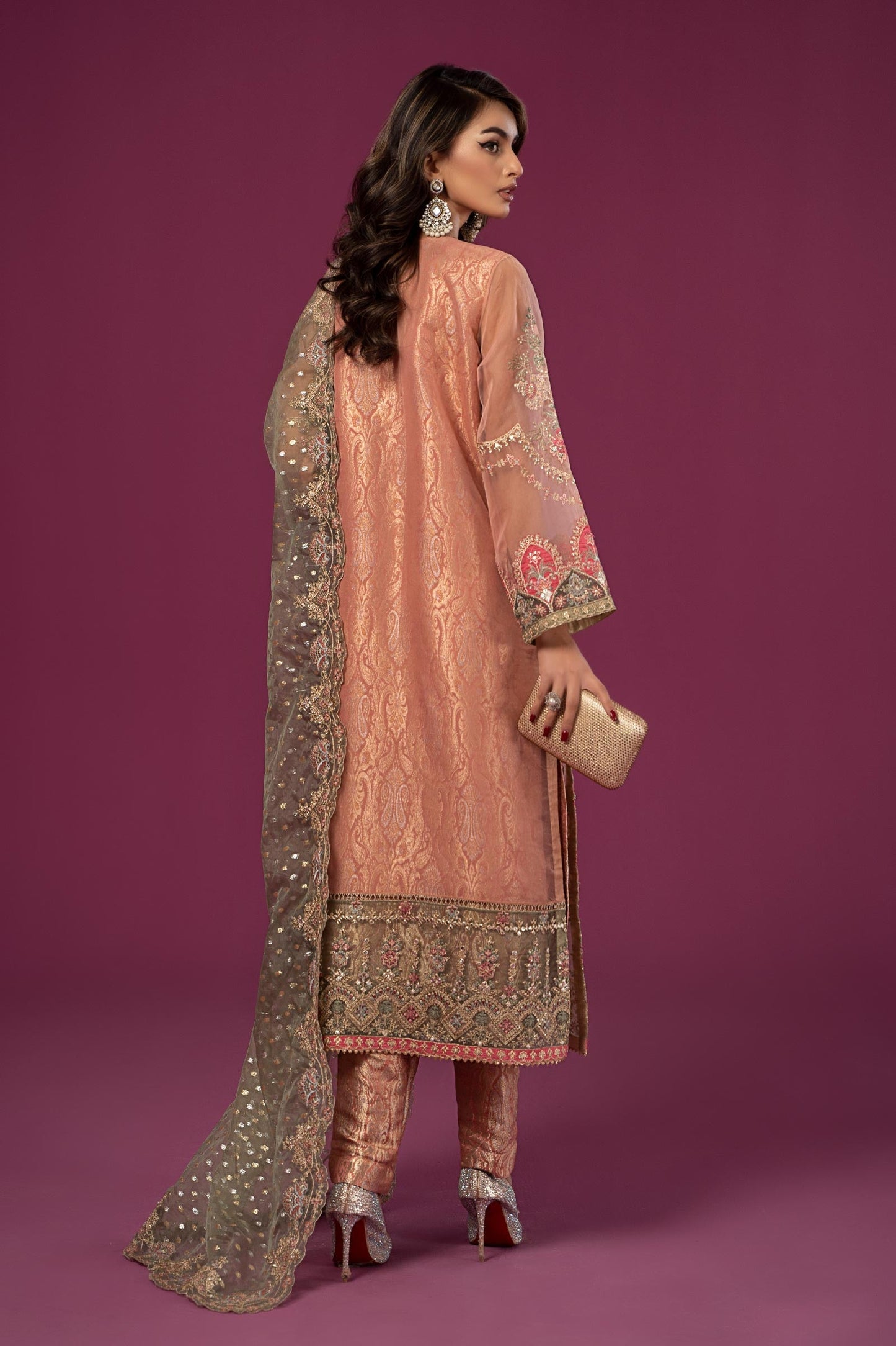 3 PIECE EMBROIDERED ORGANZA SUIT | SF-EF24-37