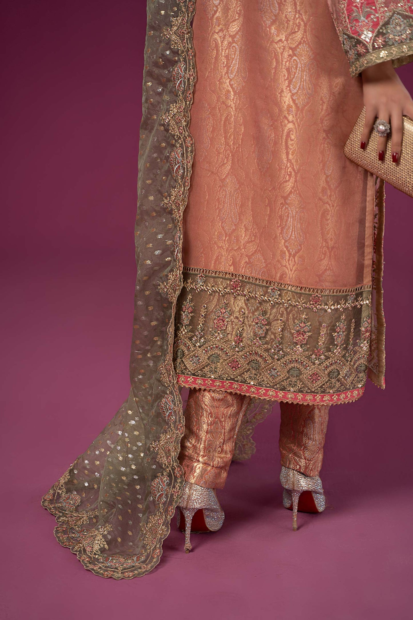 3 PIECE EMBROIDERED ORGANZA SUIT | SF-EF24-37