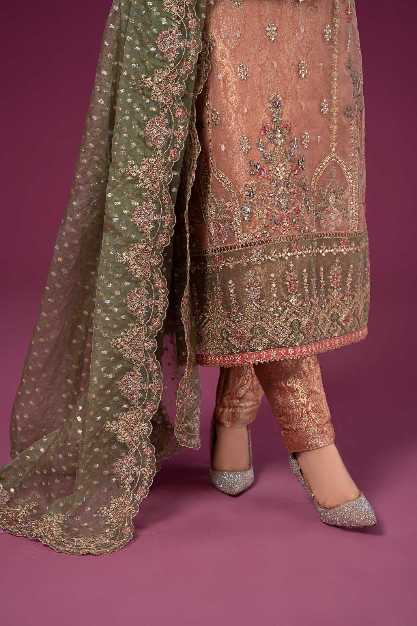 3 PIECE EMBROIDERED ORGANZA SUIT | SF-EF24-37