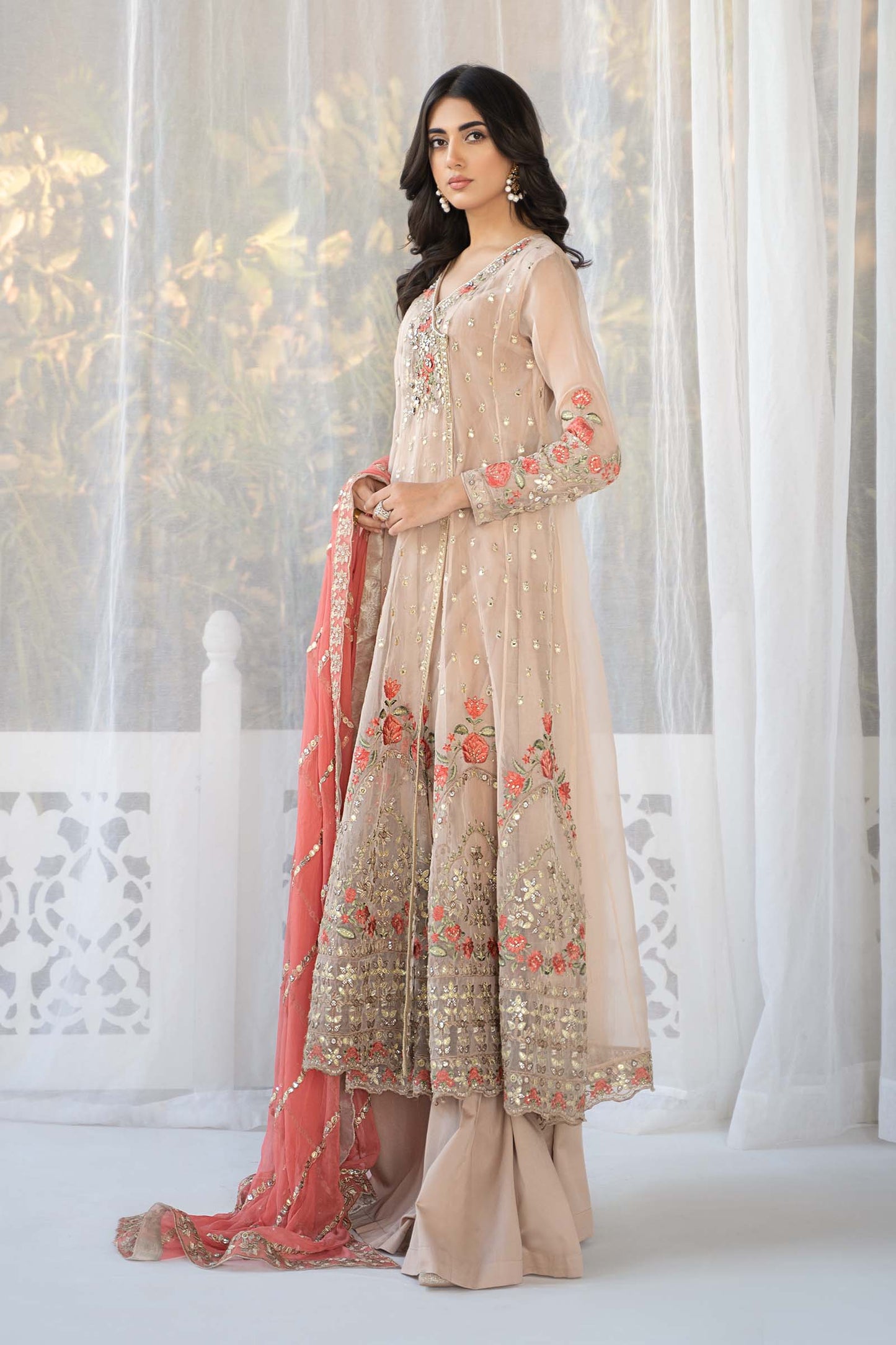 3 PIECE EMBROIDERED ORGANZA SUIT | SF-EF24-38