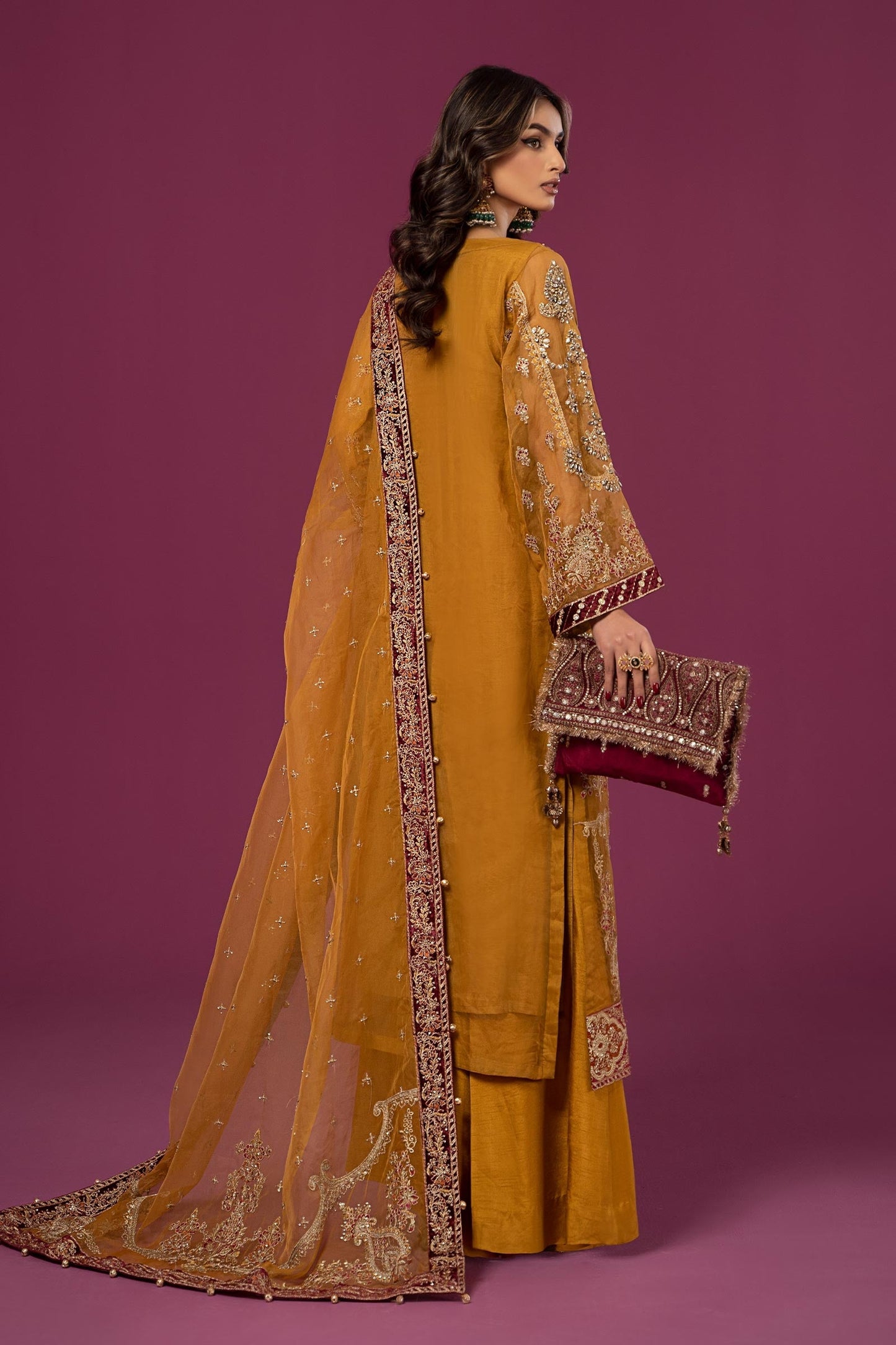 3 PIECE EMBROIDERED ORGANZA SUIT | SF-EF24-45