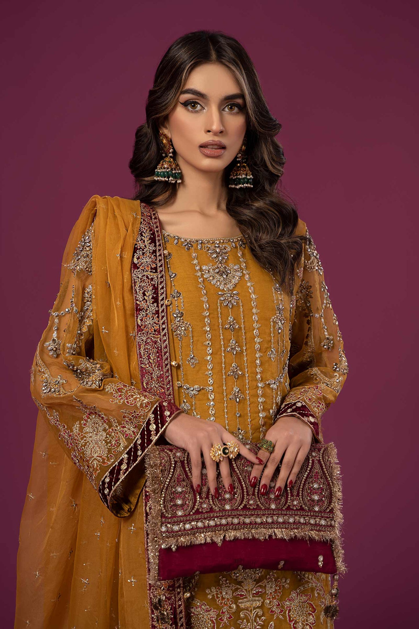 3 PIECE EMBROIDERED ORGANZA SUIT | SF-EF24-45