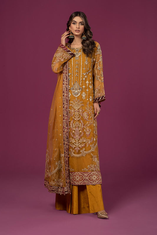 3 PIECE EMBROIDERED ORGANZA SUIT | SF-EF24-45