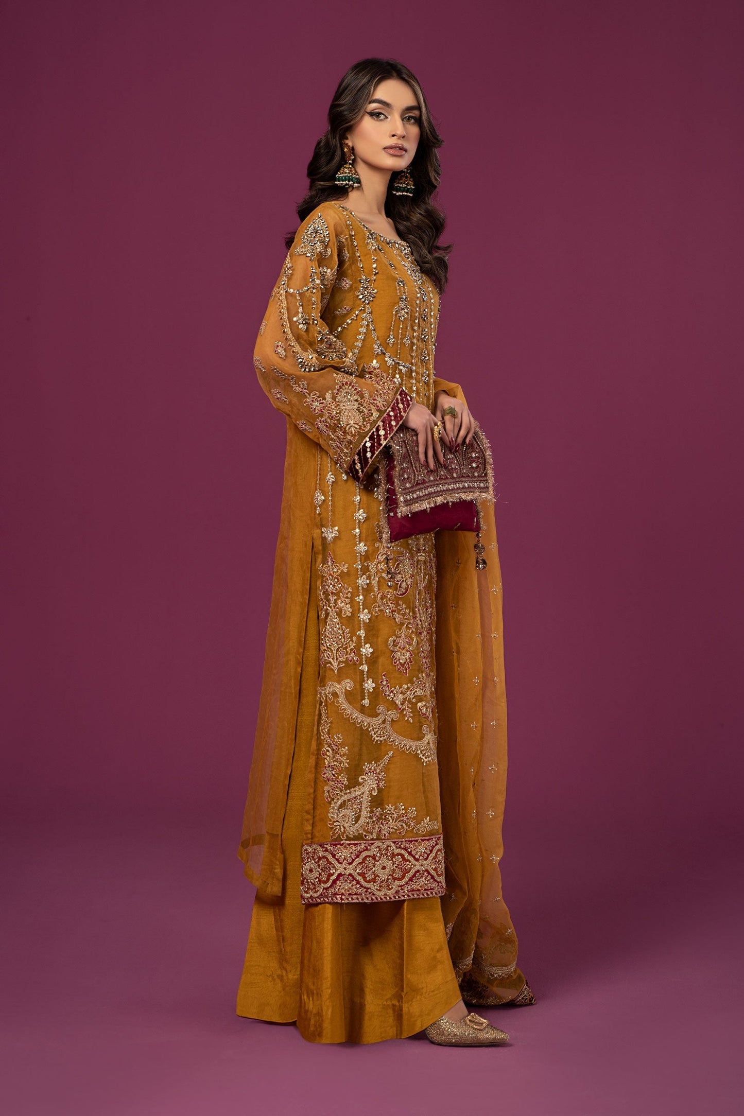 3 PIECE EMBROIDERED ORGANZA SUIT | SF-EF24-45