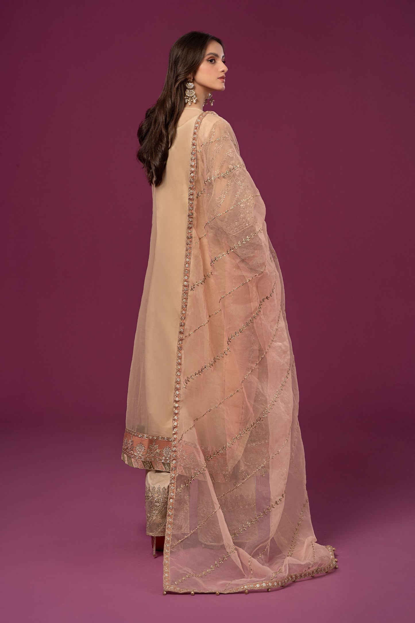 3 PIECE EMBROIDERED ORGANZA SUIT | SF-EF24-46