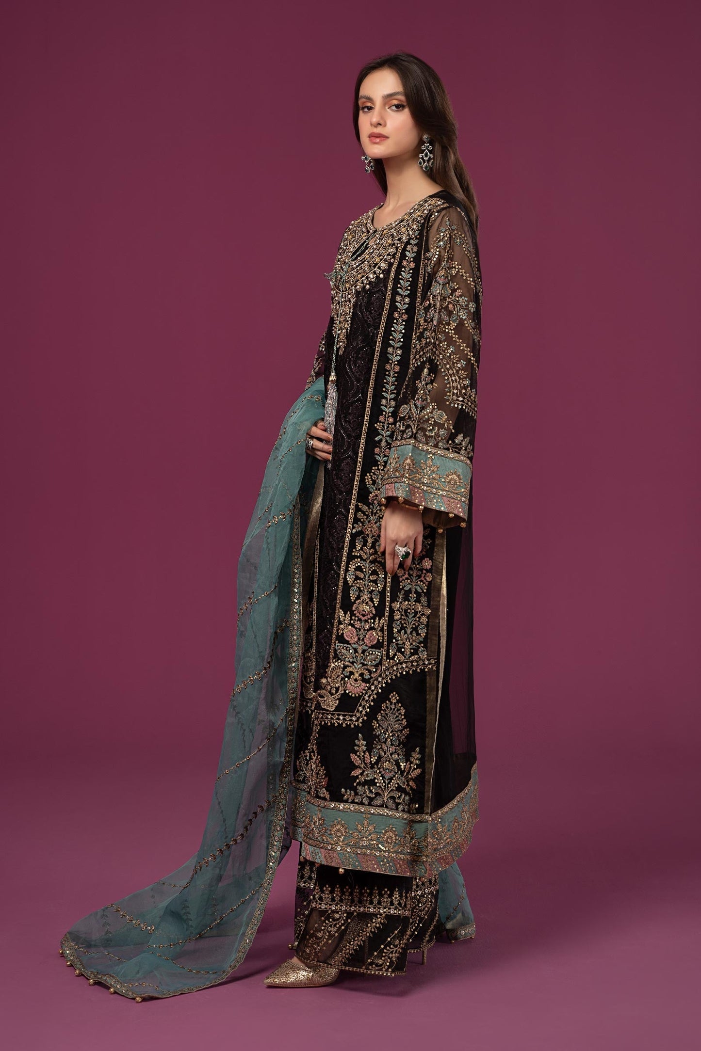 3 PIECE EMBROIDERED ORGANZA SUIT | SF-EF24-46