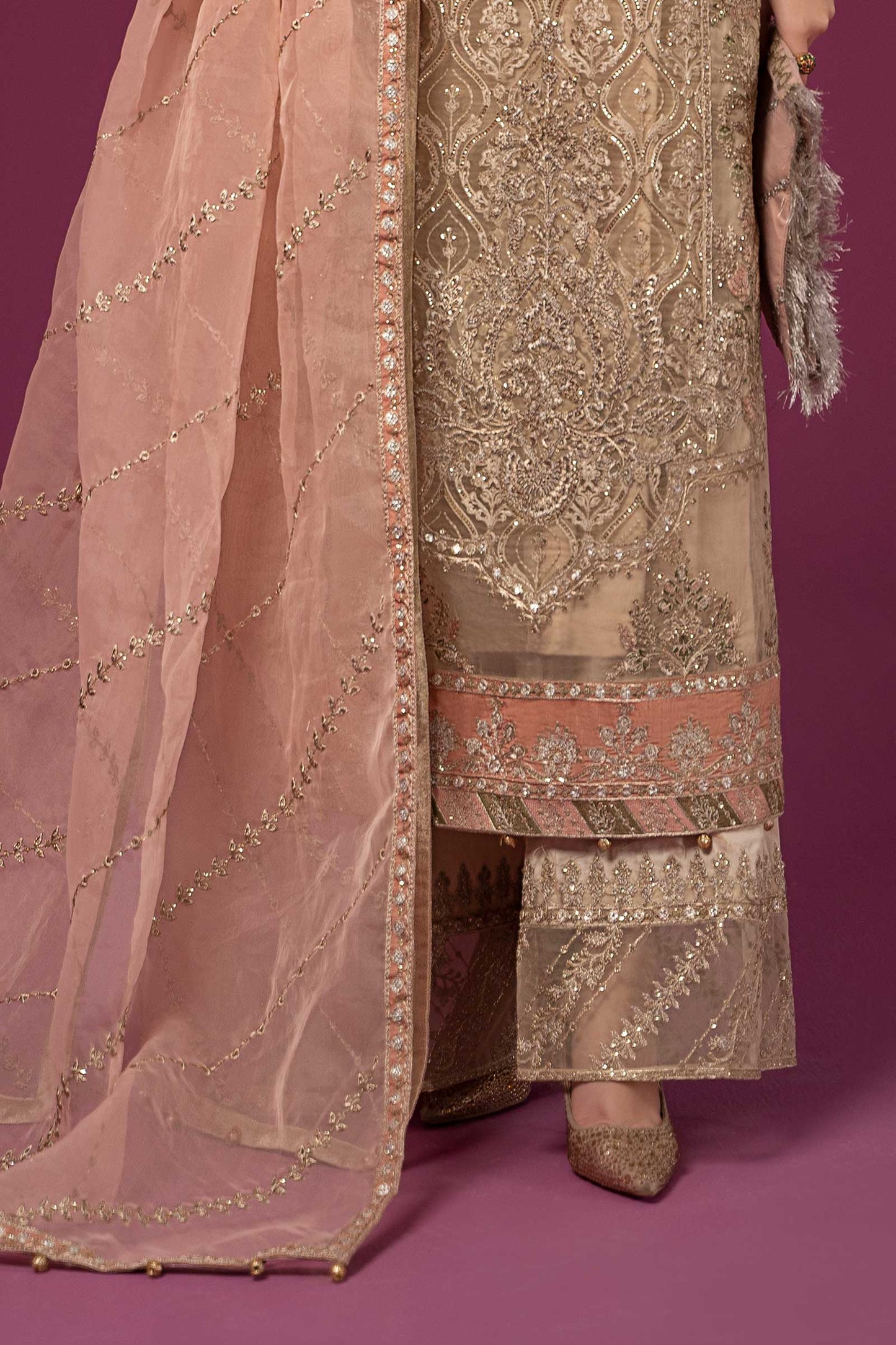 3 PIECE EMBROIDERED ORGANZA SUIT | SF-EF24-46