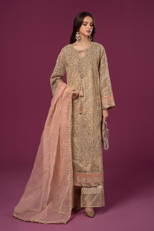 3 PIECE EMBROIDERED ORGANZA SUIT | SF-EF24-46