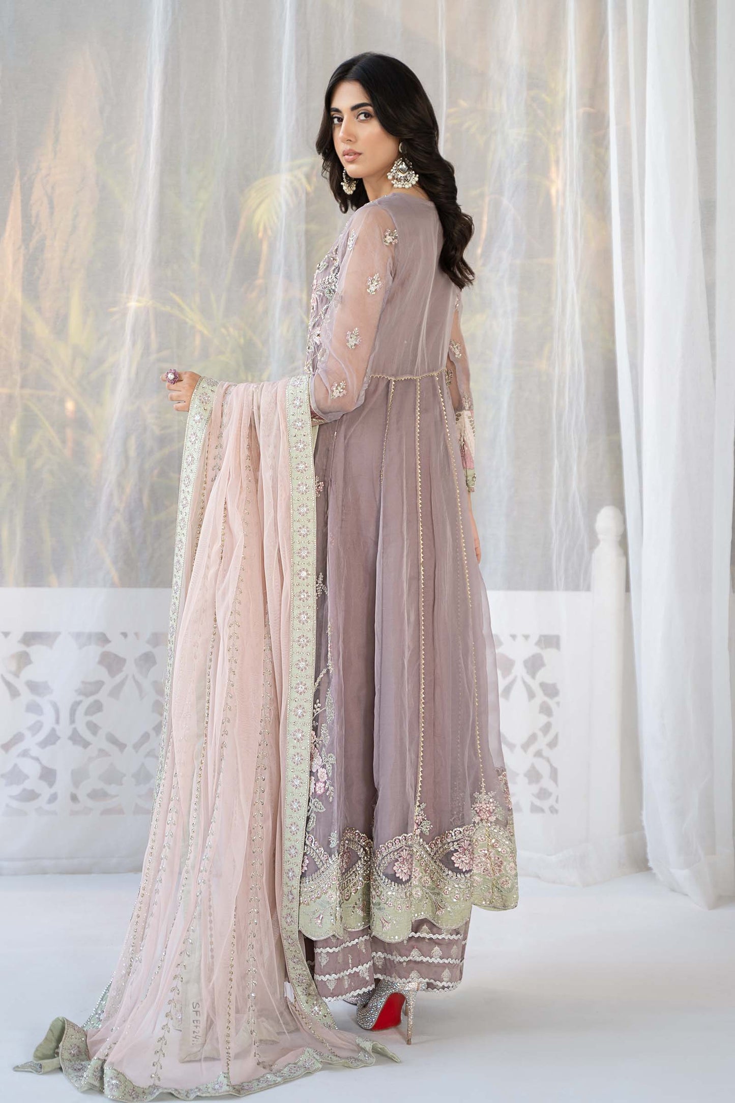 3 PIECE EMBROIDERED ORGANZA SUIT | SF-EF24-61