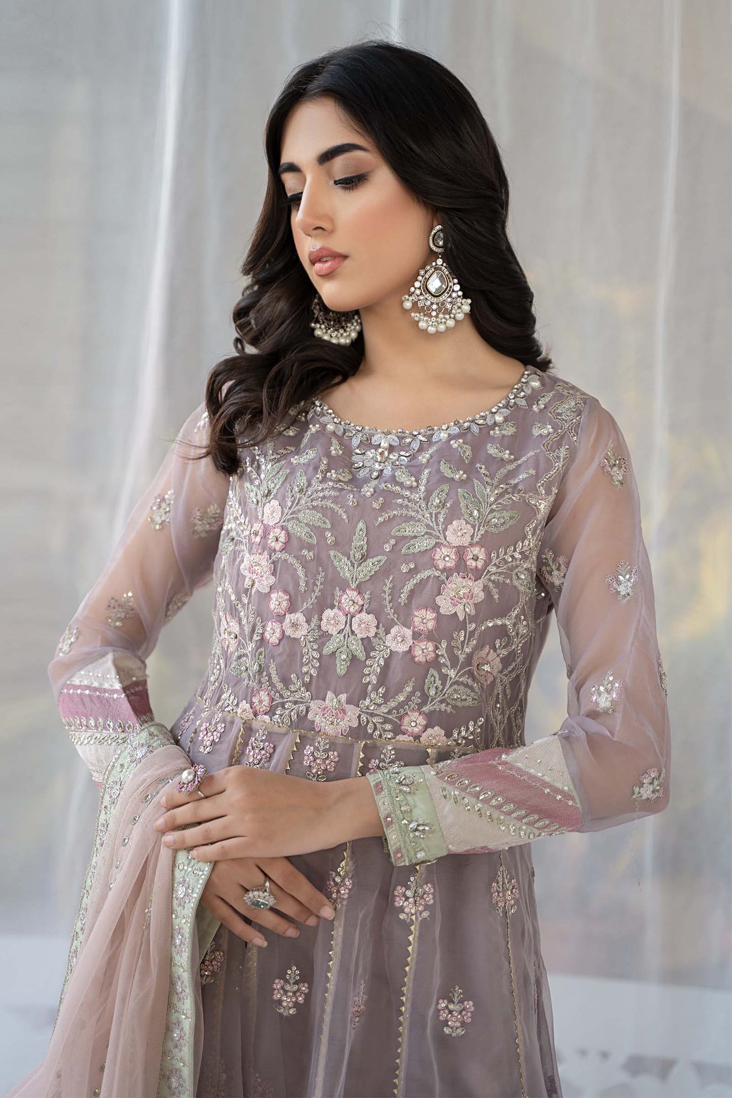 3 PIECE EMBROIDERED ORGANZA SUIT | SF-EF24-61