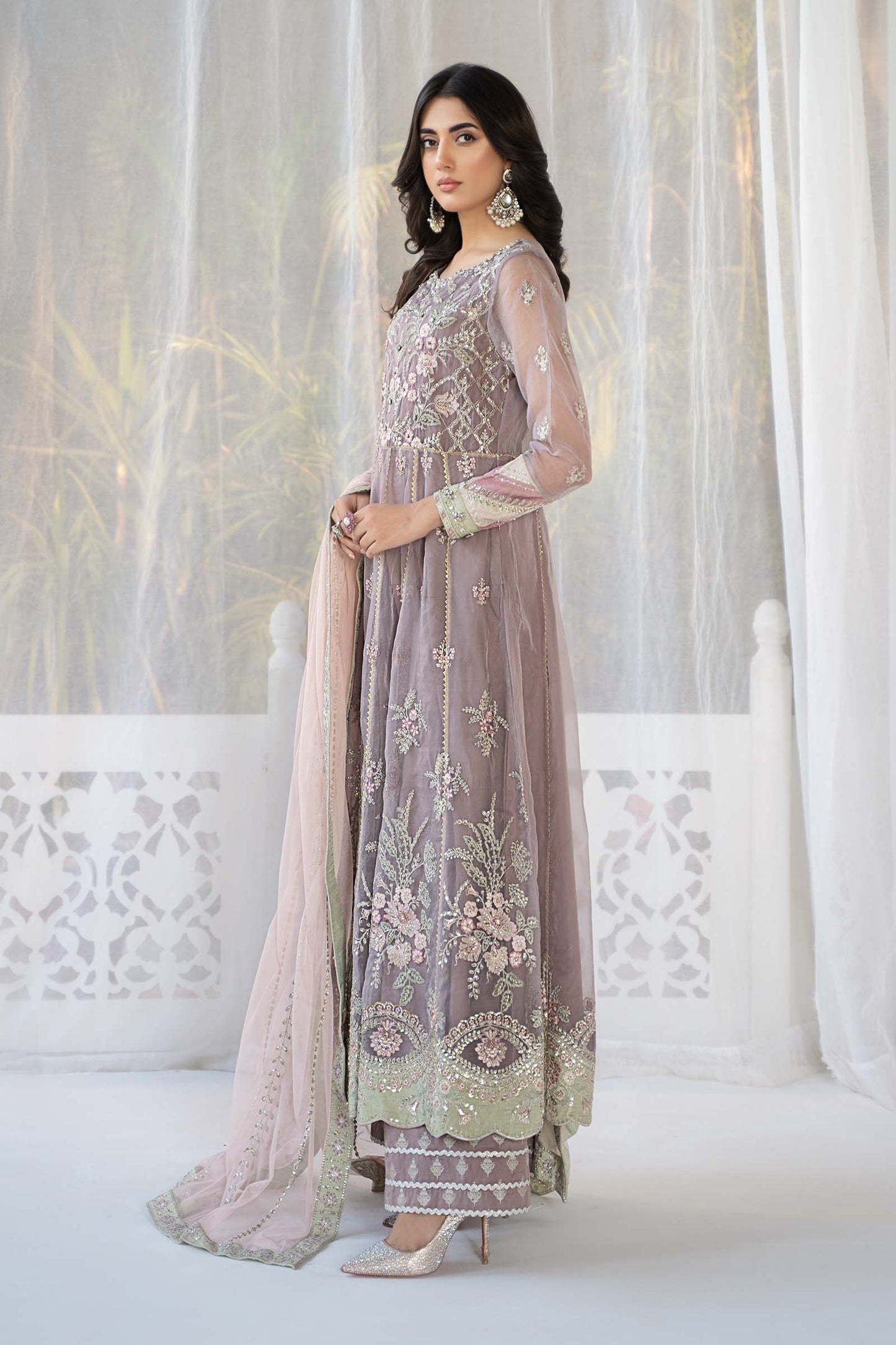 3 PIECE EMBROIDERED ORGANZA SUIT | SF-EF24-61