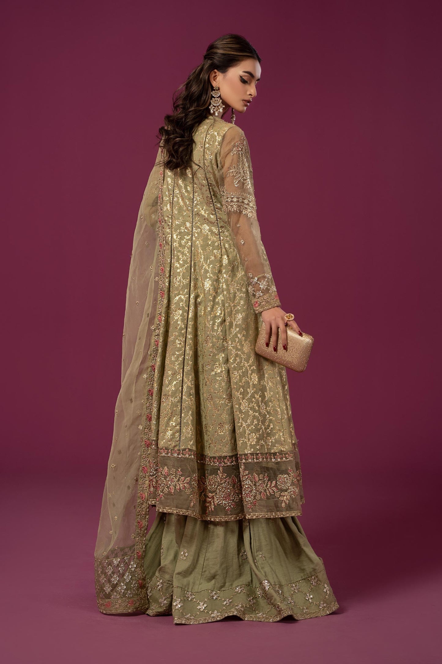 3 PIECE EMBROIDERED COTTON LUREX JACQUARD SUIT | SF-EF24-70