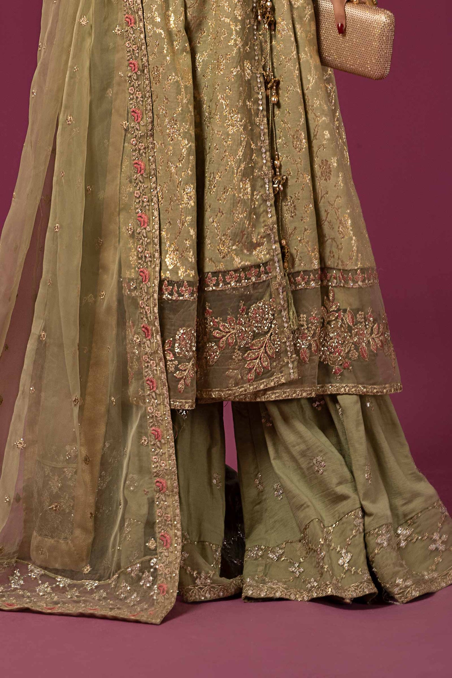 3 PIECE EMBROIDERED COTTON LUREX JACQUARD SUIT | SF-EF24-70