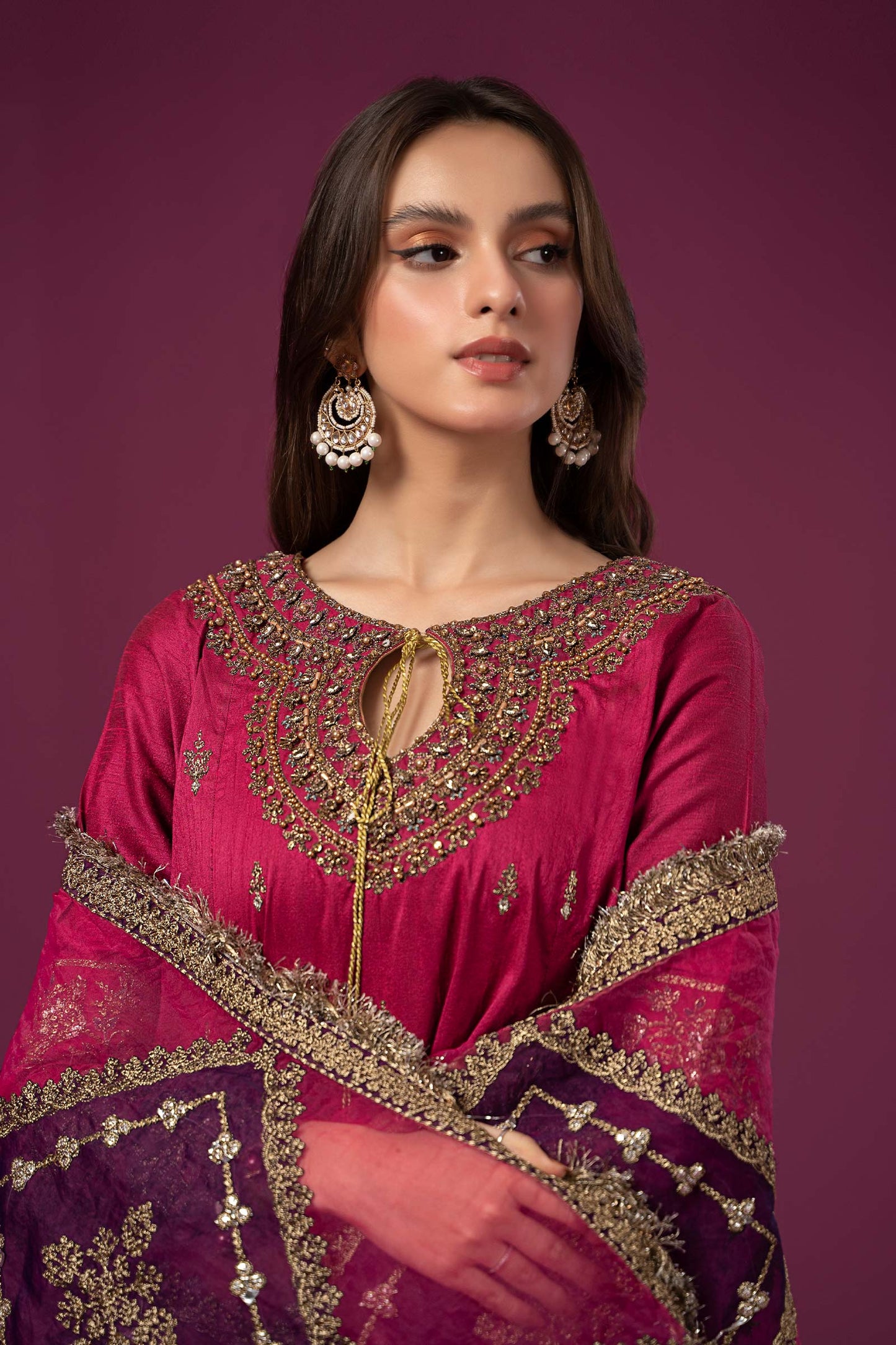 3 PIECE EMBROIDERED RAW SILK SUIT | SF-EF24-75