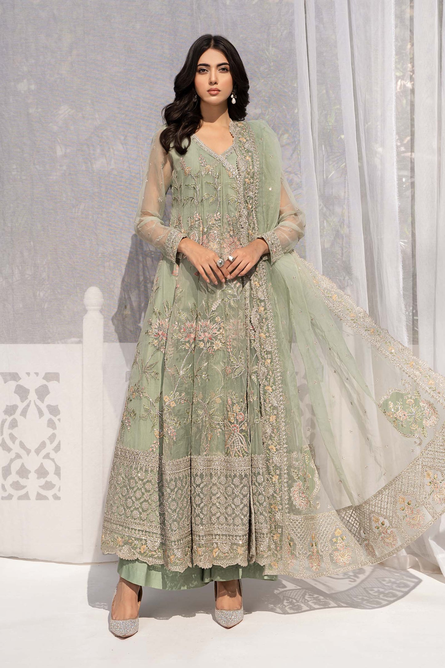 3 PIECE EMBROIDERED ORGANZA SUIT | SF-EF24-19