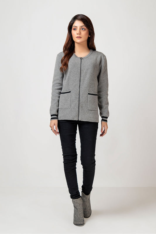 GRAY-ZIPPER FULL SLEEVE-SWEATERS (22V-012-64)