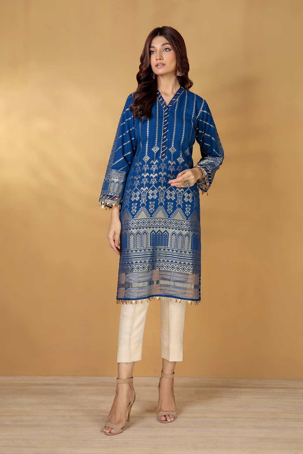 BLUE-JACQUARD-1 PIECE KURTI (ABNW221P01)