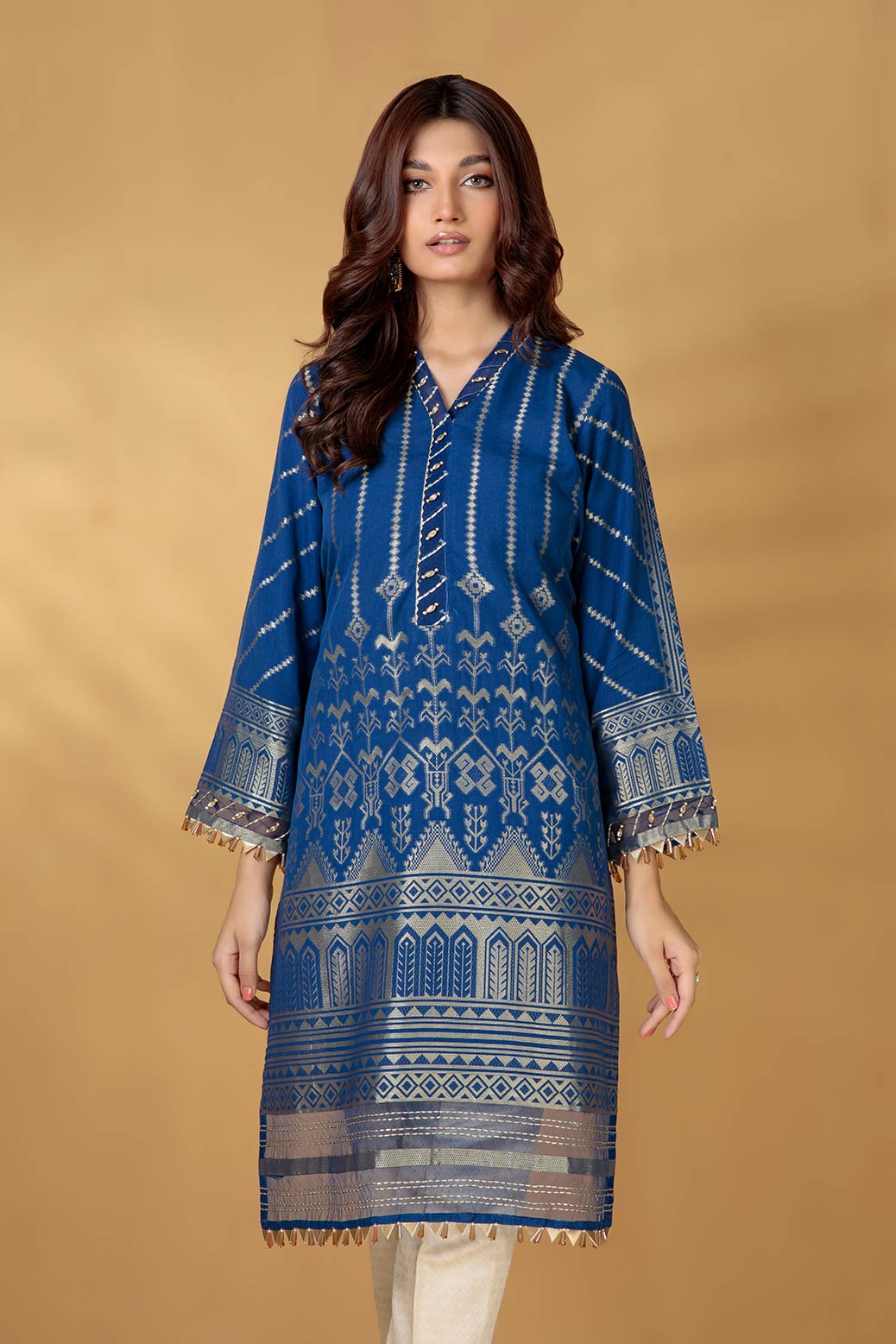 BLUE-JACQUARD-1 PIECE KURTI (ABNW221P01)