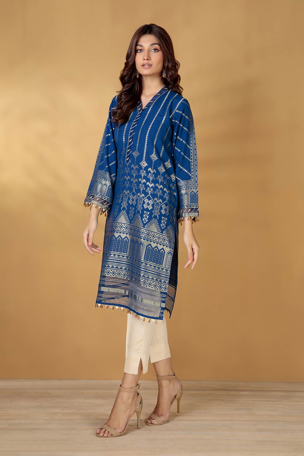 BLUE-JACQUARD-1 PIECE KURTI (ABNW221P01)