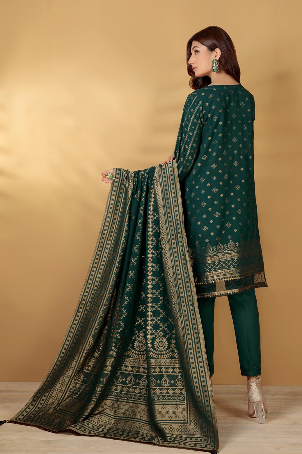 GREEN-JACQUARD-3 PIECE SUIT (ABNW223P02)