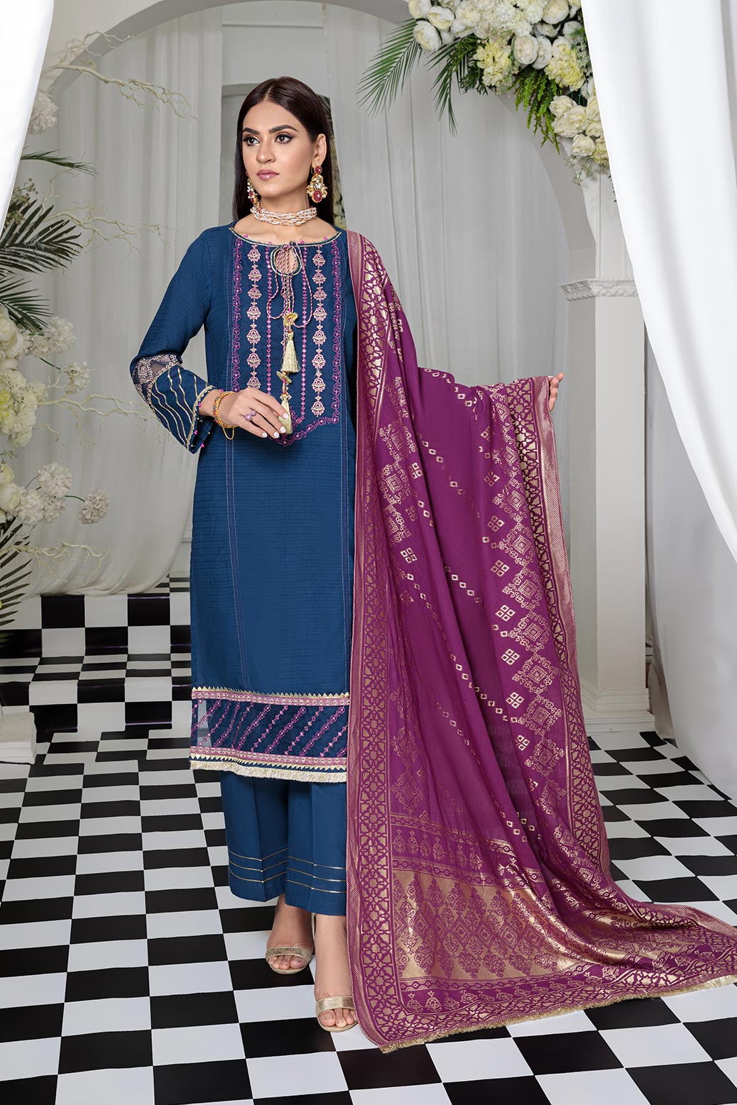 BLUE-DOBBY-3 PIECE-SUIT (ARNS223P24)