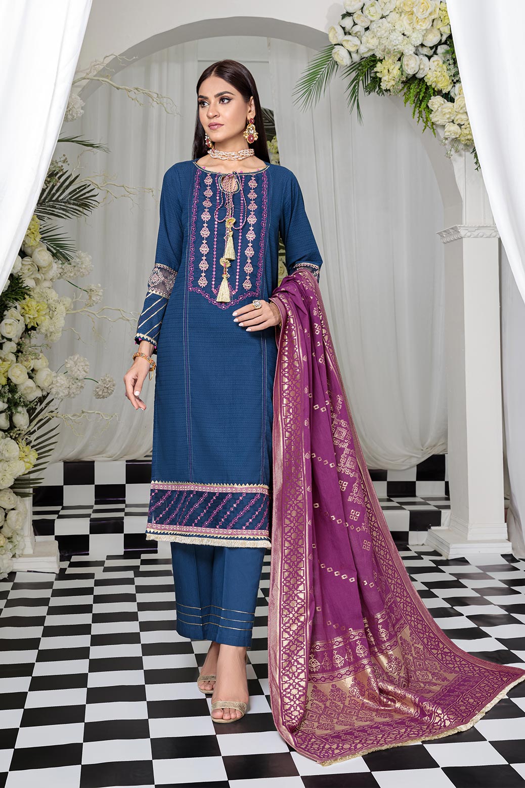 BLUE-DOBBY-3 PIECE-SUIT (ARNS223P24)