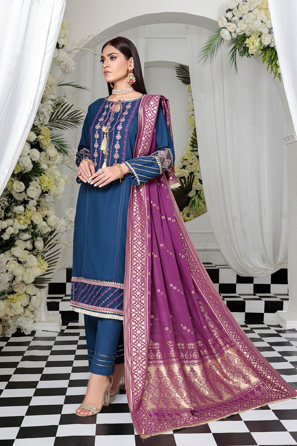 BLUE-DOBBY-3 PIECE-SUIT (ARNS223P24)