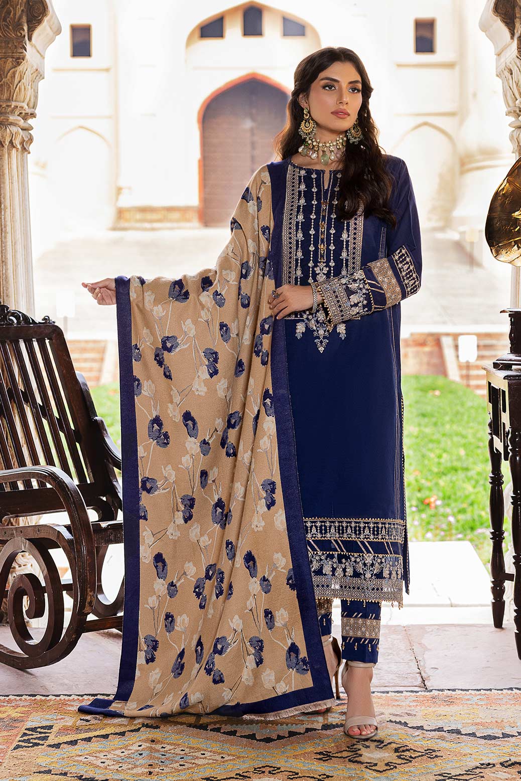 BLUE-KHADDAR-3 PIECE (AV2A223P01)