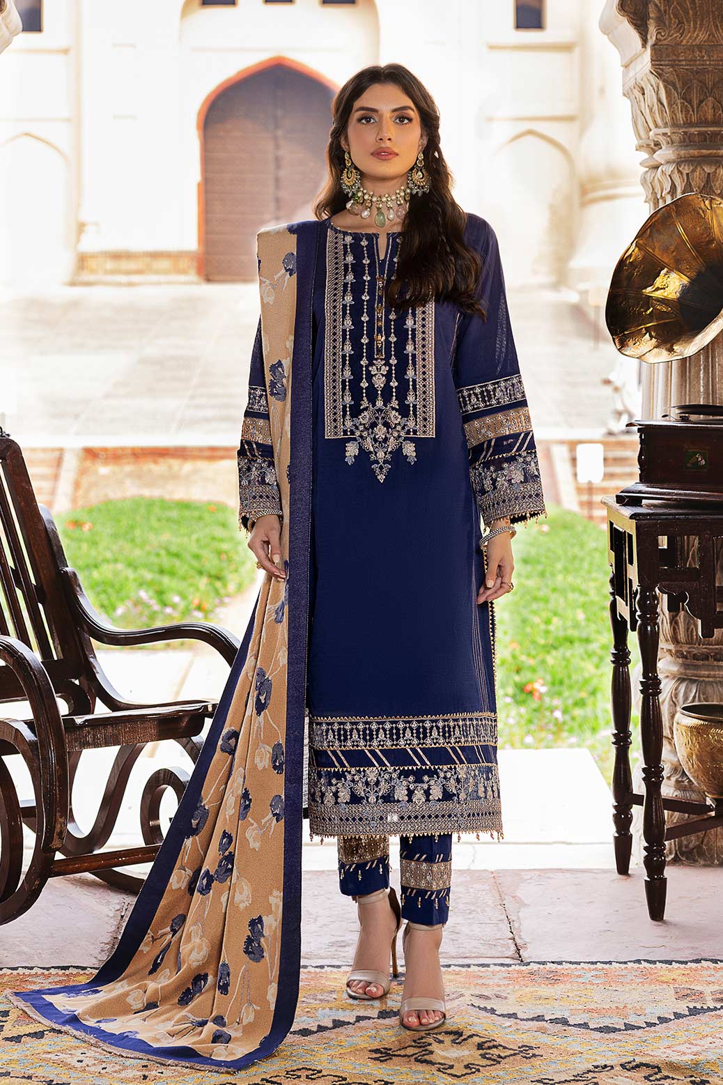 BLUE-KHADDAR-3 PIECE (AV2A223P01)